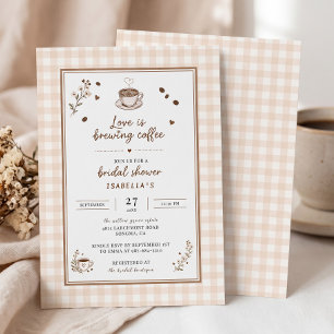 Invitation Love Is Brewing Café Bohème Beige Personnalisé