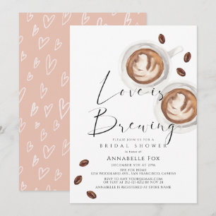 Invitation Love is Brewing Cappuccino Café Enterrement de Vie