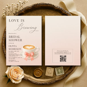 Invitation Love is Brewing Code QR Café Enterrement de Vie de