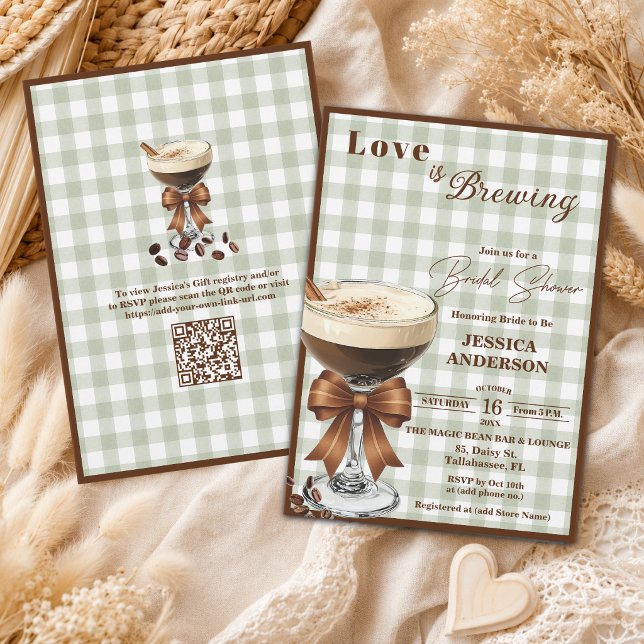 Invitation Love is Brewing Code QR Espresso Enterrement de Vi (Créateur téléchargé)