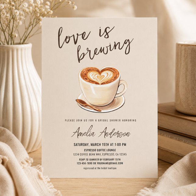 Invitation Love is Brewing Coffee Bridal Shower (Créateur téléchargé)