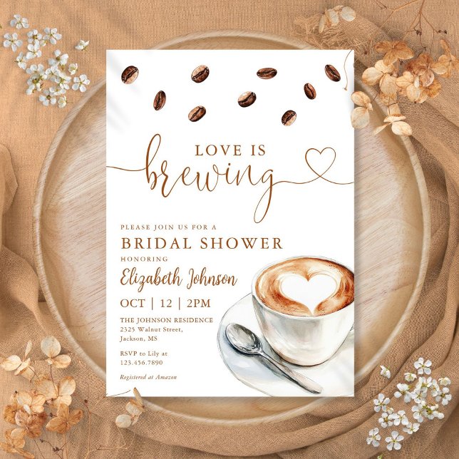 Invitation Love Is Brewing Coffee Bridal Shower (Love Is Brewing Coffee Bridal Shower Invitation)