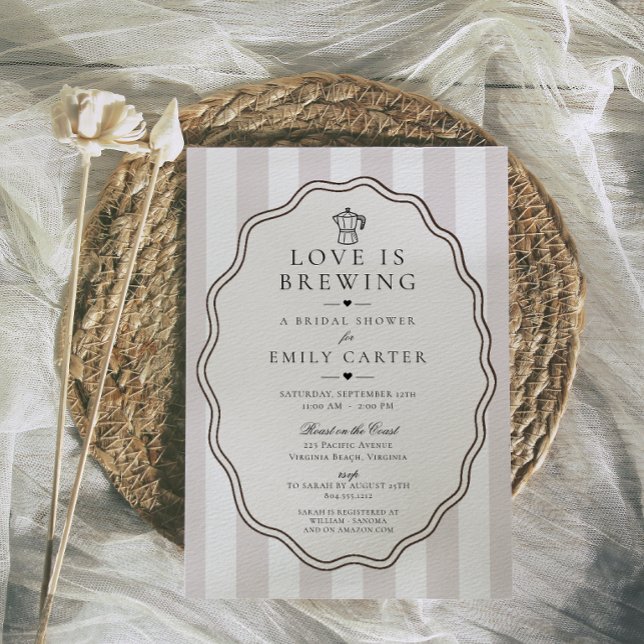 Invitation Love is Brewing Coffee Enterrement de mariage  (Love is Brewing Modern Coffee Bridal Shower Invitation )