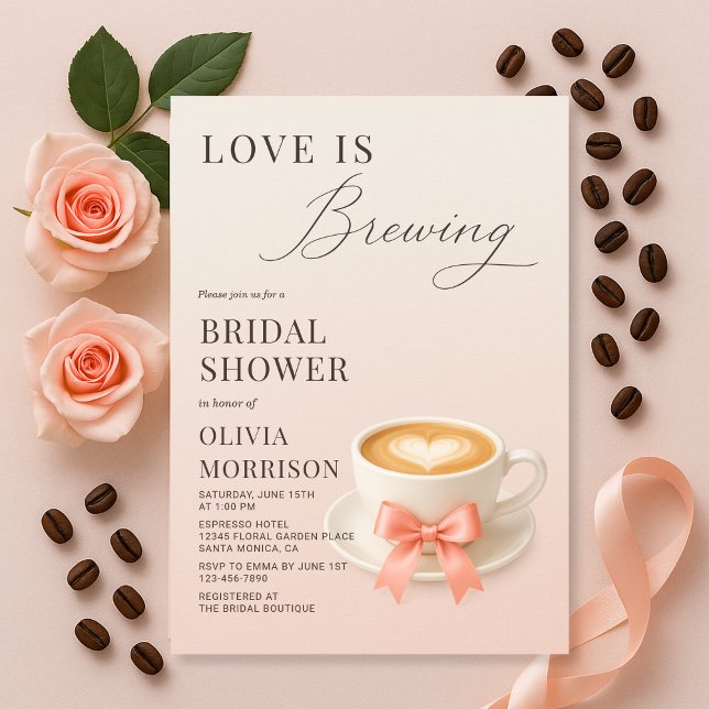 Invitation Love is Brewing Coquette Coffee Enterrement de Vie (Créateur téléchargé)