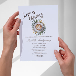 Invitation Love Is Brewing Espresso Floral Baby Shower de Mar