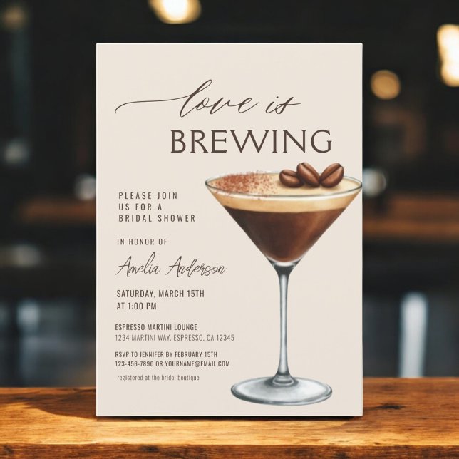Invitation Love is Brewing Espresso Martini Bridal Shower (Créateur téléchargé)