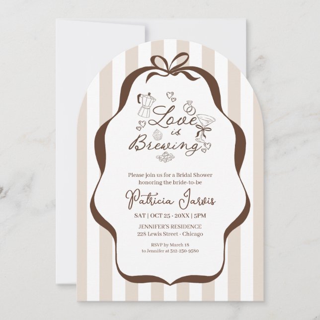 Invitation Love Is Brewing Espresso Martini Enterrement de vi (Devant)