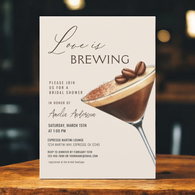 Invitation Love is Brewing Espresso Martini Enterrement de Vi (Créateur téléchargé)