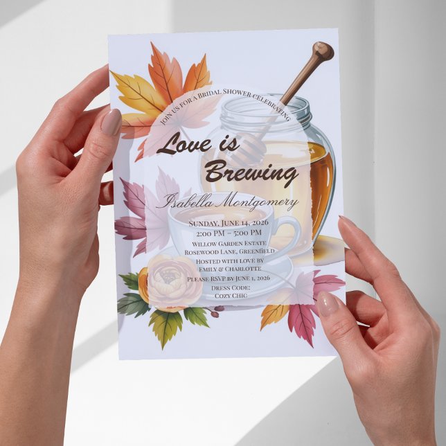 Invitation Love Is Brewing Fête de Mariage de Thé d'Automne (Love Is Brewing Autumn Tea Bridal Shower Invitations
)