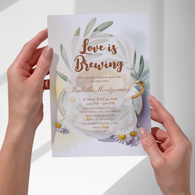 Invitation Love Is Brewing Fête de Mariage Florale au Citron (Love Is Brewing Lemon Floral Bridal Shower Invitations
)