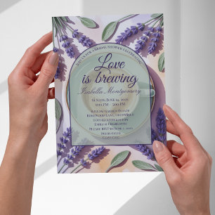 Invitation Love Is Brewing Lavender Latte Enterrement de Vie