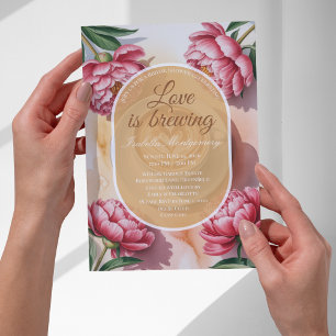Invitation Love Is Brewing Peach Latte Fête de Mariage
