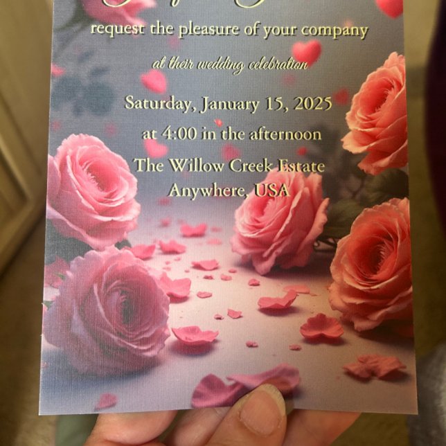 Invitation Love is in Bloom Pink Roses Romantic Wedding (Créateur téléchargé)