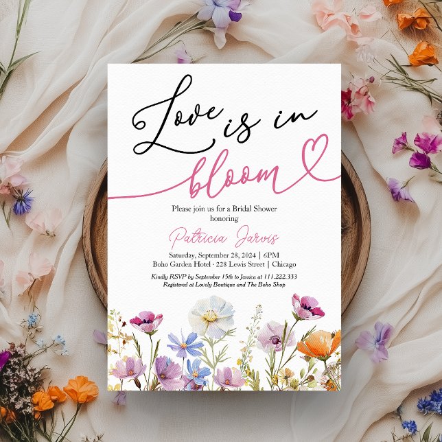 Invitation Love Is In Bloom Réception de Mariage Champêtre Fl (Créateur téléchargé)