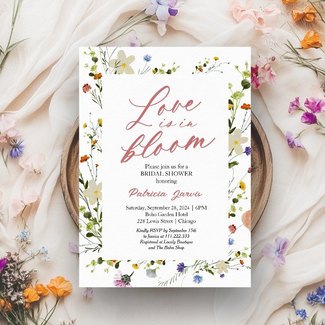Invitation Love Is In Bloom Réception de Mariage Fleur Sauvag (Créateur téléchargé)