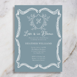 Invitation Love Is In Bloom Régence Crête Bleu Baby Shower