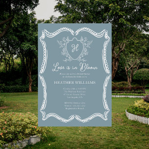 Invitation Love Is In Bloom Régence Crête Bleu Baby Shower