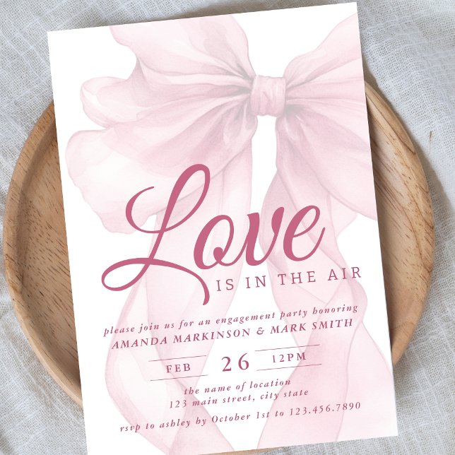 Invitation Love Is In The Air Bow Mauve Engagement Party (Créateur téléchargé)