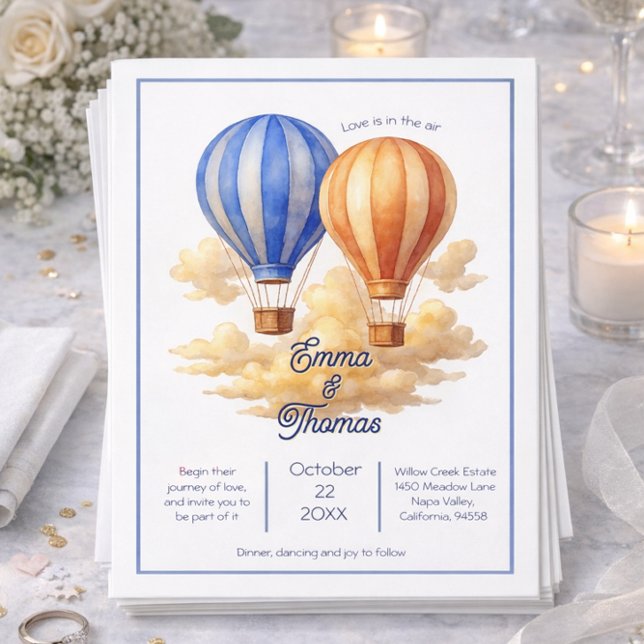 Invitation Love Is in the Air Hot Air Balloon Travel Mariage (Créateur téléchargé)