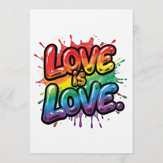 Invitation Love Is Love - Rainbow Pride Quote Art  (Devant)