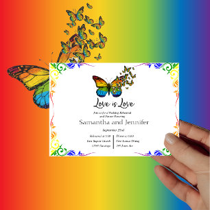 Invitation Love is Love Rainbow Theme Mariage Rehearsal