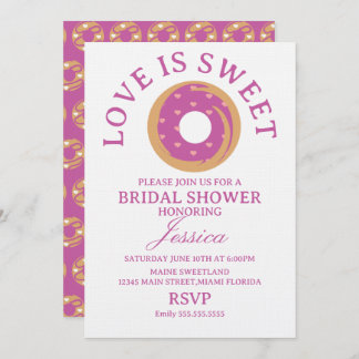 Invitation Love is sweet donut with hearts Bridal Shower