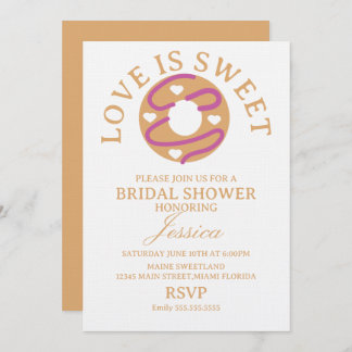 Invitation Love is sweet donut with hearts Bridal Shower