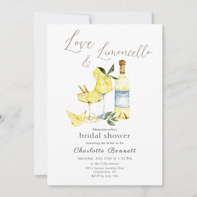 Invitation Love Limoncello Cocktail Fête des mariées (Devant)