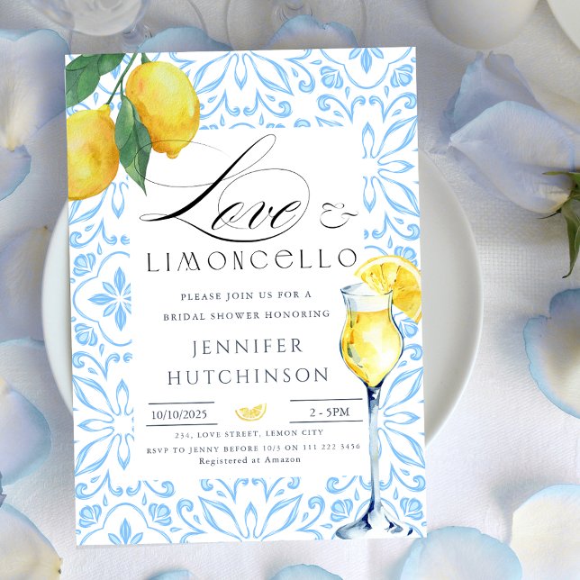 Invitation Love & Limoncello Italien Cocktail Fête des mariée (Love & Limoncello Italian Cocktail Bridal Shower Invitation)