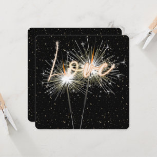 Invitation Love Mariage Sparklers sur Noir
