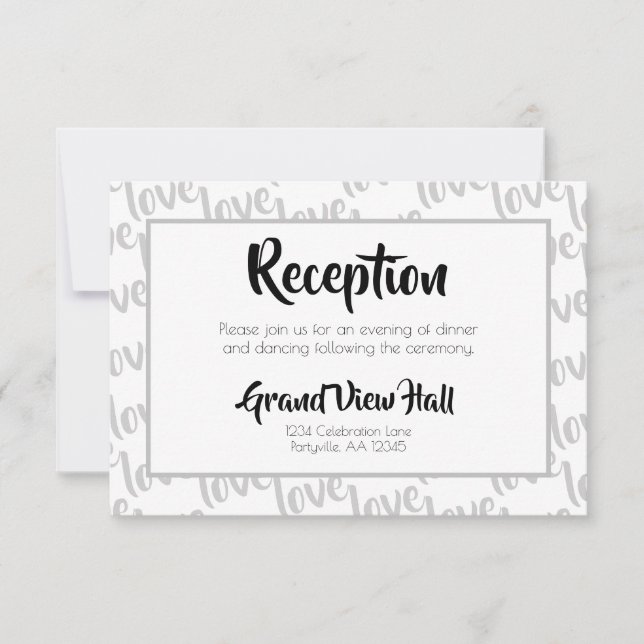 Invitation Love Modern Script Typographie Réception (Devant)