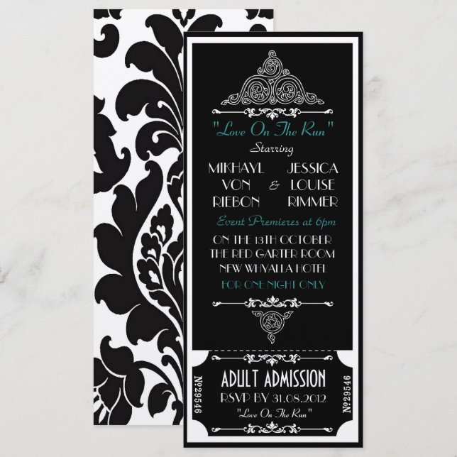 Invitation "Love On The Run" un mariage en fuite (Devant / Derrière)