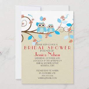 Invitation Love Owl Branches Bois Damask Fête des mariées