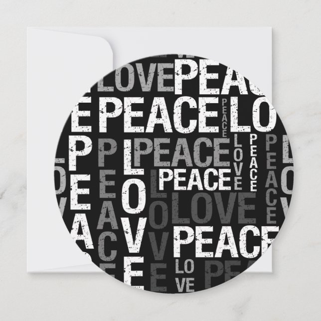 Invitation Love Peace Typography Sweet sixteen (Devant)
