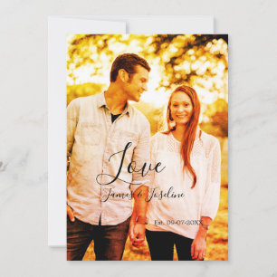 Invitation Love photo ajouter nom est. Date année couple mari