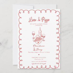 Invitation Love & Pizza   Fête de couples fantaisiste