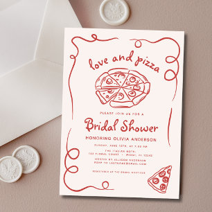 Invitation Love & Pizza Italien main tiré Fête des mariées ro