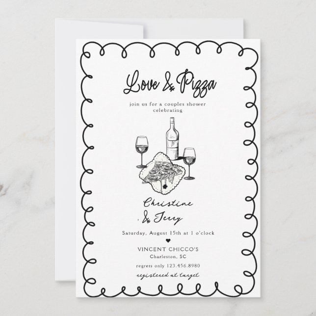 Invitation Love & Pizza | Mariage Fantaisiste pour Couples (Devant)