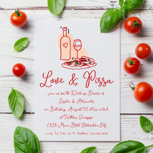 Invitation Love & Pizza Whimsical main tiré Wedding shower
