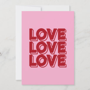 Invitation Love Retro Red Typography