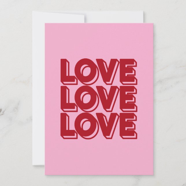 Invitation Love Retro Red Typography (Devant)