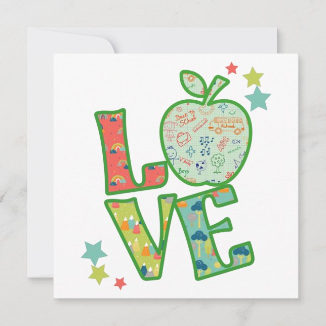Invitation Love School Apple, Drake Back to School (Devant)