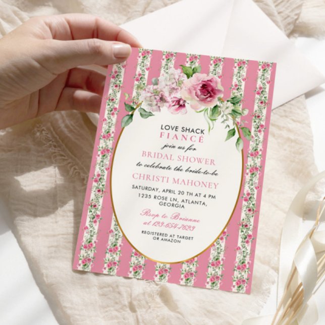 Invitation Love Shack Fiance Blush Rose Garden Fête des marié (Créateur téléchargé)