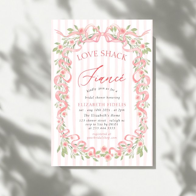 Invitation Love Shack Fiance Pink Bow Floral Bridal Shower (Créateur téléchargé)