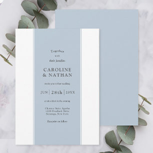 Invitation Love Story Elegant Color Band en Bleu Poussiéreux