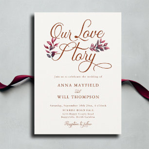 Invitation Love Story Romantic Fall Foliage Bourgogne Mariage