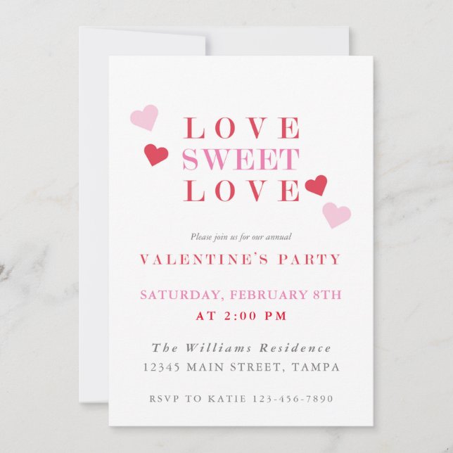 Invitation Love Sweet Love Saint Valentin (Devant)