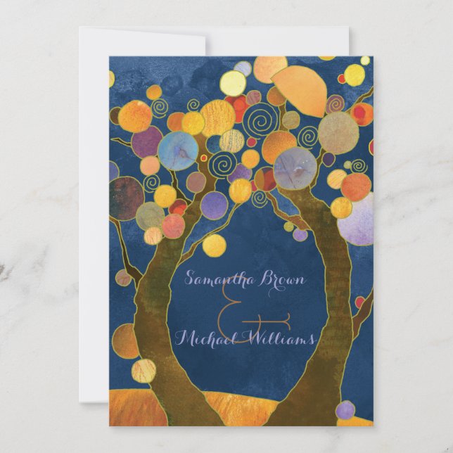 Invitation Love Trees Rustic Blue Forest Mariage (Devant)