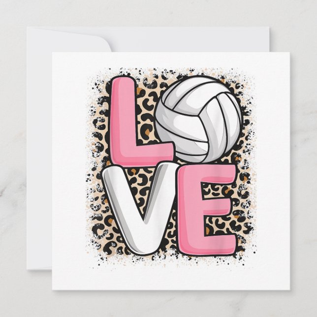 Invitation Love Volleyball Empreinte de léopard Filles Volley (Devant)