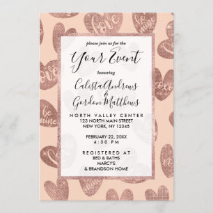 Invitation Love XOXO Be Mine Rose Gold Rose Parties scintilla